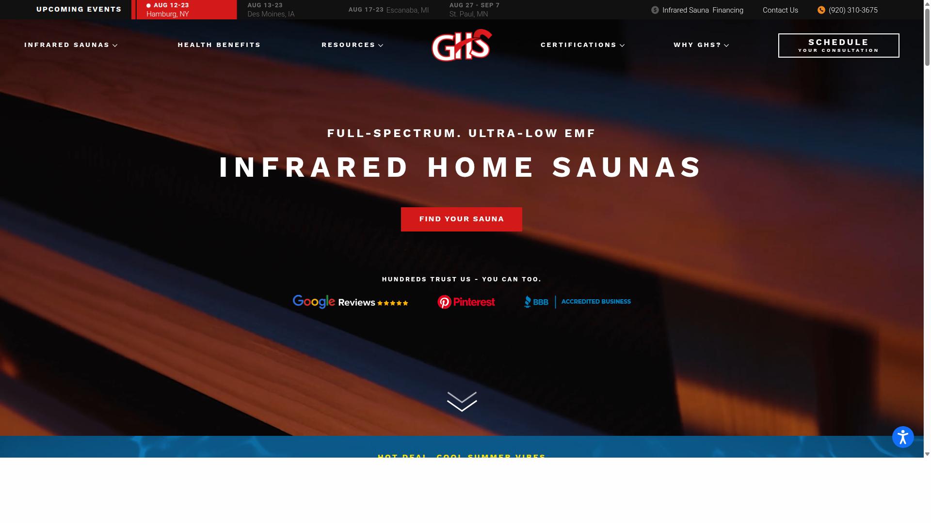 Good Health Saunas website